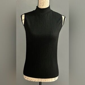Black Ribbed Sleeveless Top